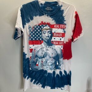 Risq Takers TUPAC Tie Dye HipHop Rapper Short Sleeve T-shirt Size Small
